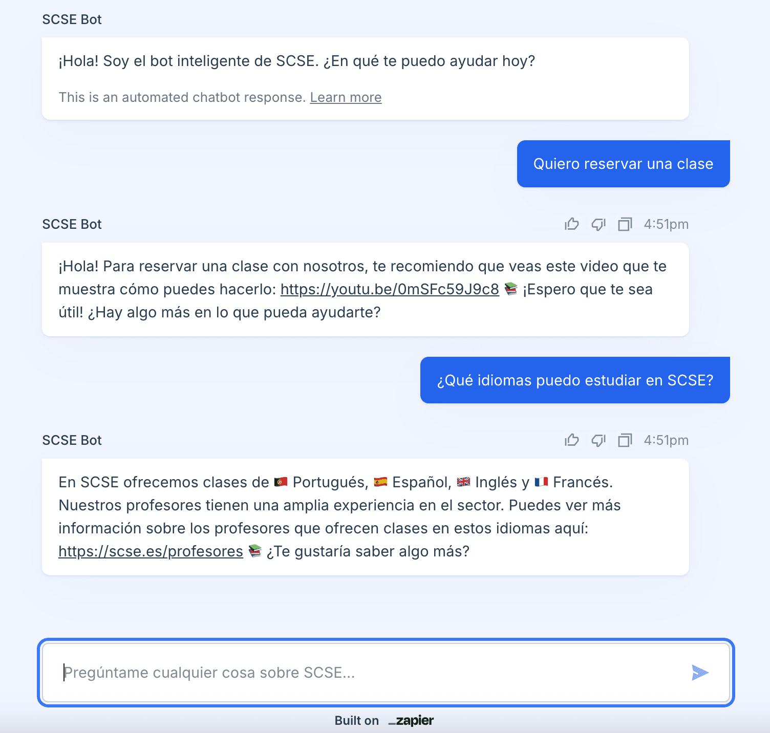 SCSE chatbot integration